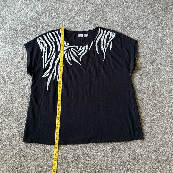 Chicos Top size 3 - XL Zebra embroidered contrasts body top 100% cotton summer - Picture 5 of 9